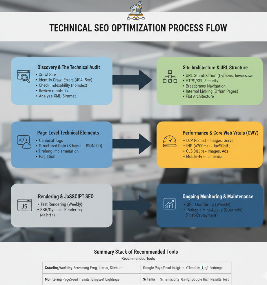 Technical SEO technical seo optimization process flow